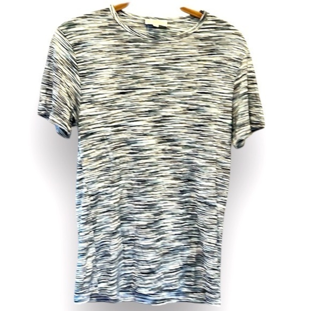 🐠Reiss Space-Dyed Striped Short Sleeve Shirt | Blue & White | 100% Viscose XS